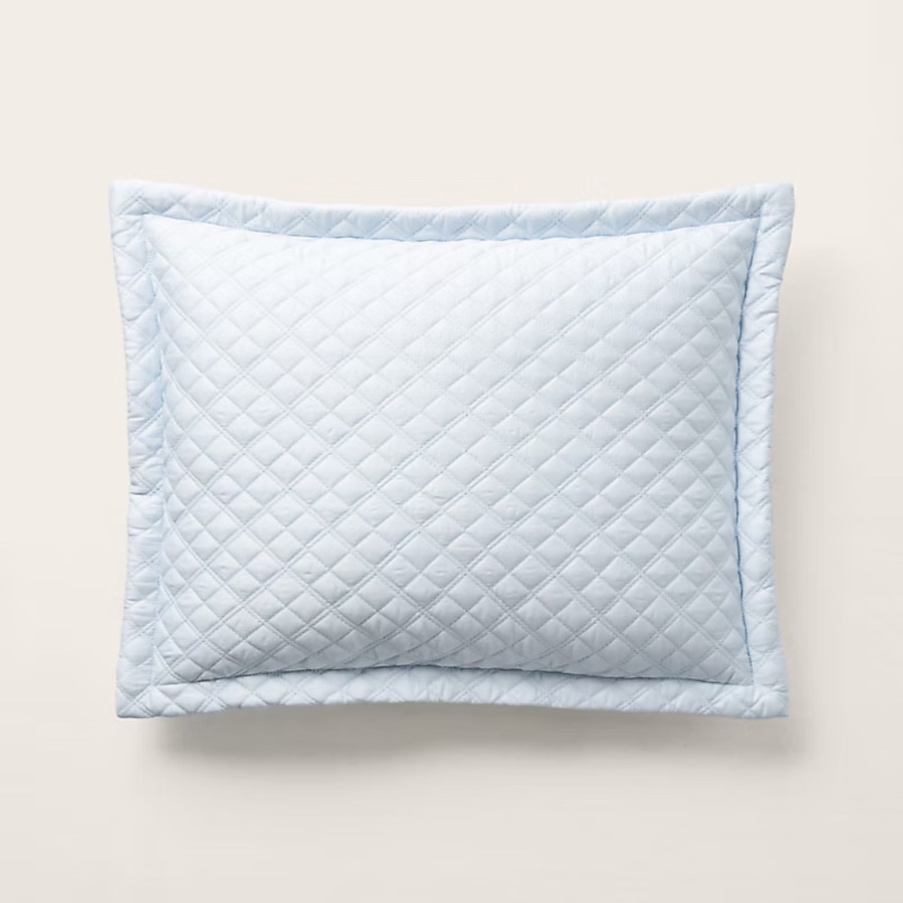 Ralph Lauren Argyle Sateen Blue Hyacinth Quilted Pillow with Insert 12 x 16